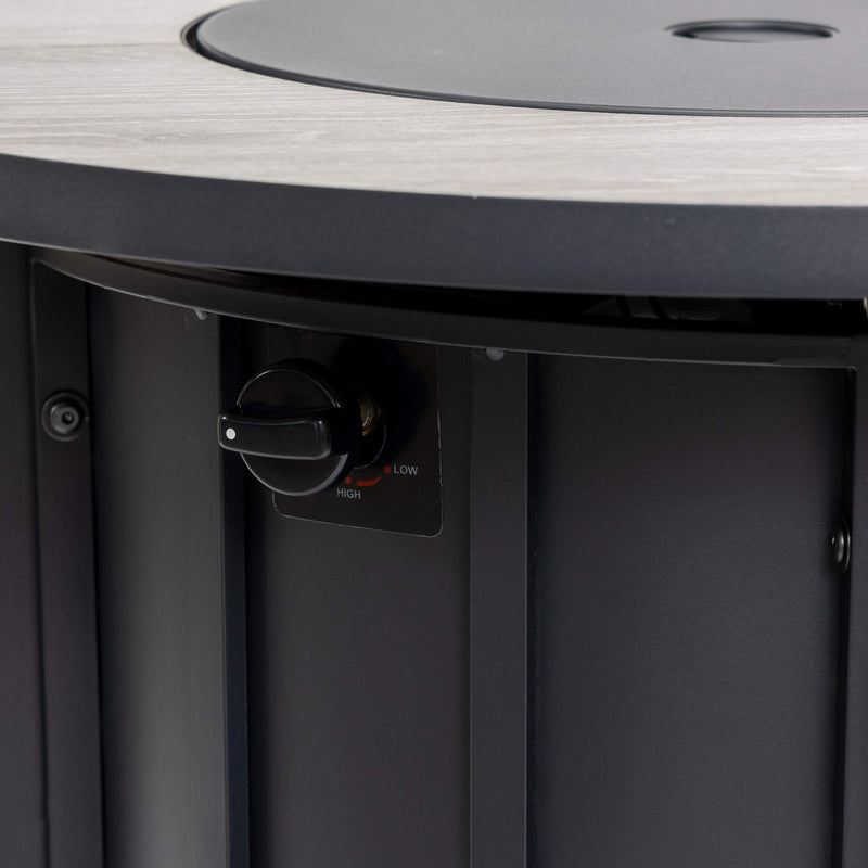 Black propane column fire pit control knob with Low and High settings