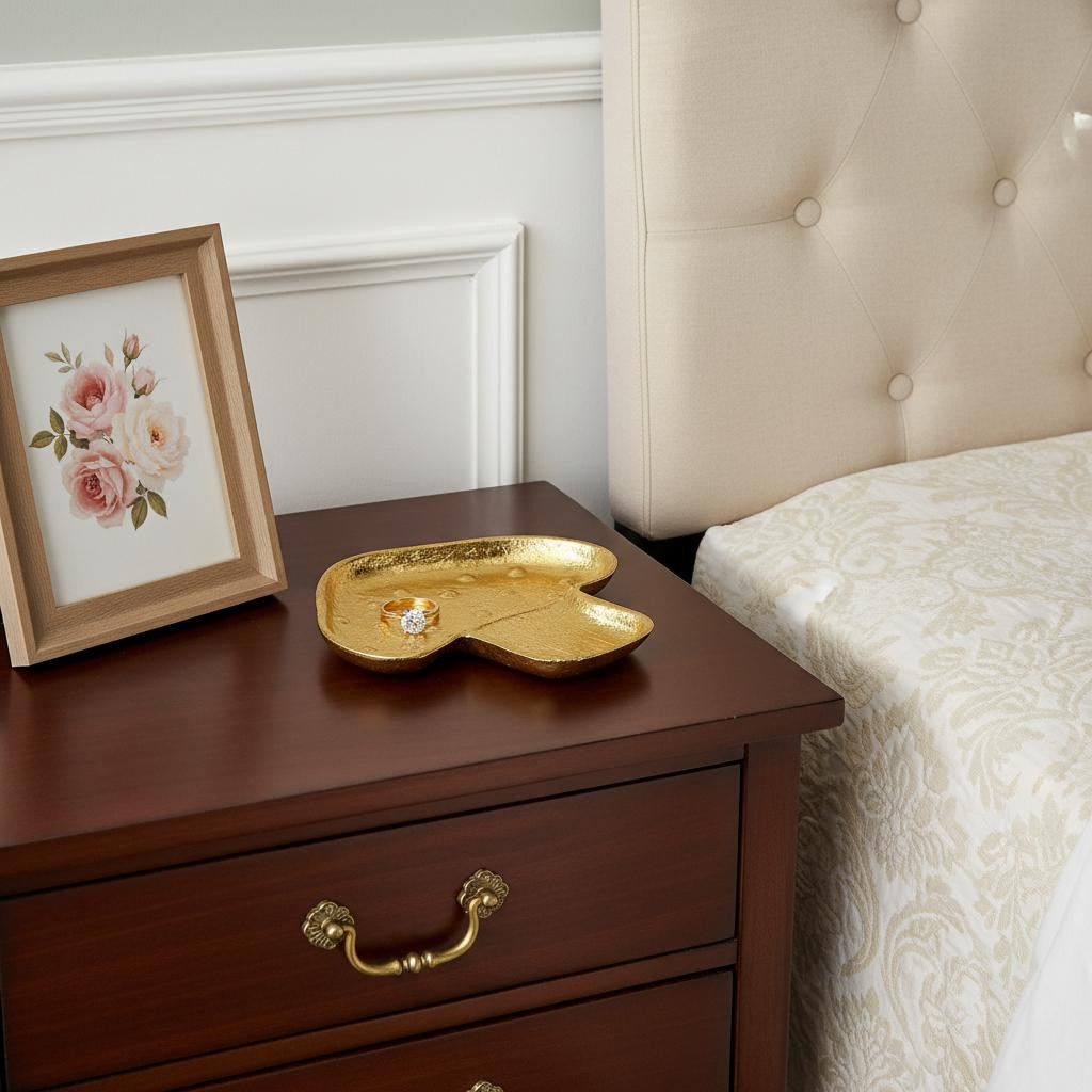 7" Gold Cast Iron Handmade Trinket Tray Default Title