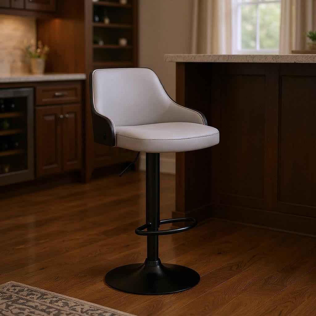 24" Gray And Black Iron Swivel Adjustable Height Bar Chair