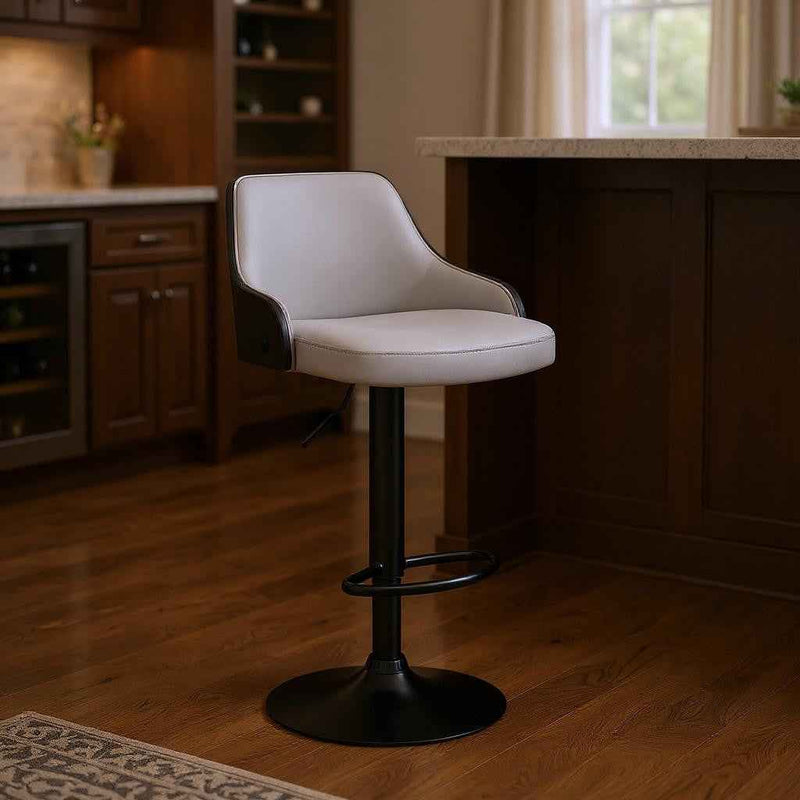 24" Gray And Black Iron Swivel Adjustable Height Bar Chair