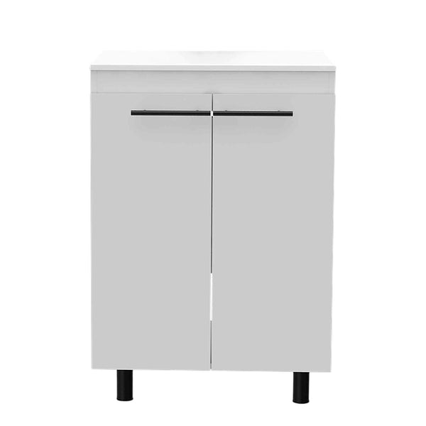 24" White Wood Freestanding Double Door Bathroom Vanity With Sink - Bed & Bath