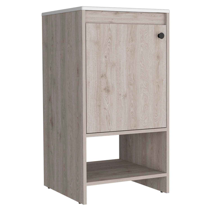 18" Light Gray Wood Freestanding Single Door Bathroom Vanity With White Sink