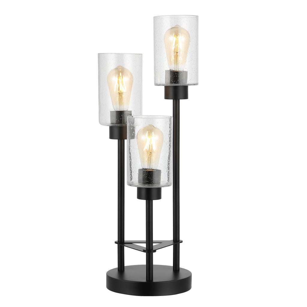 21" Black Three Light Novelty Table Lamp With Cylinder Shade - Lighting