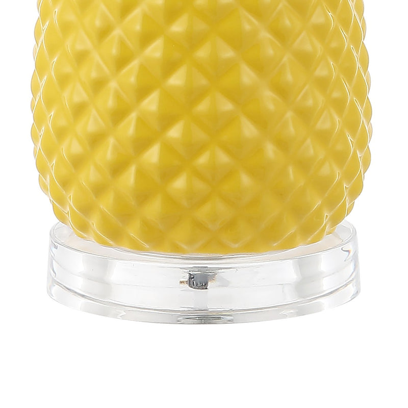 23" Clear Gold And Yellow Pineapple Table Lamp With Globe Shade - Lighting
