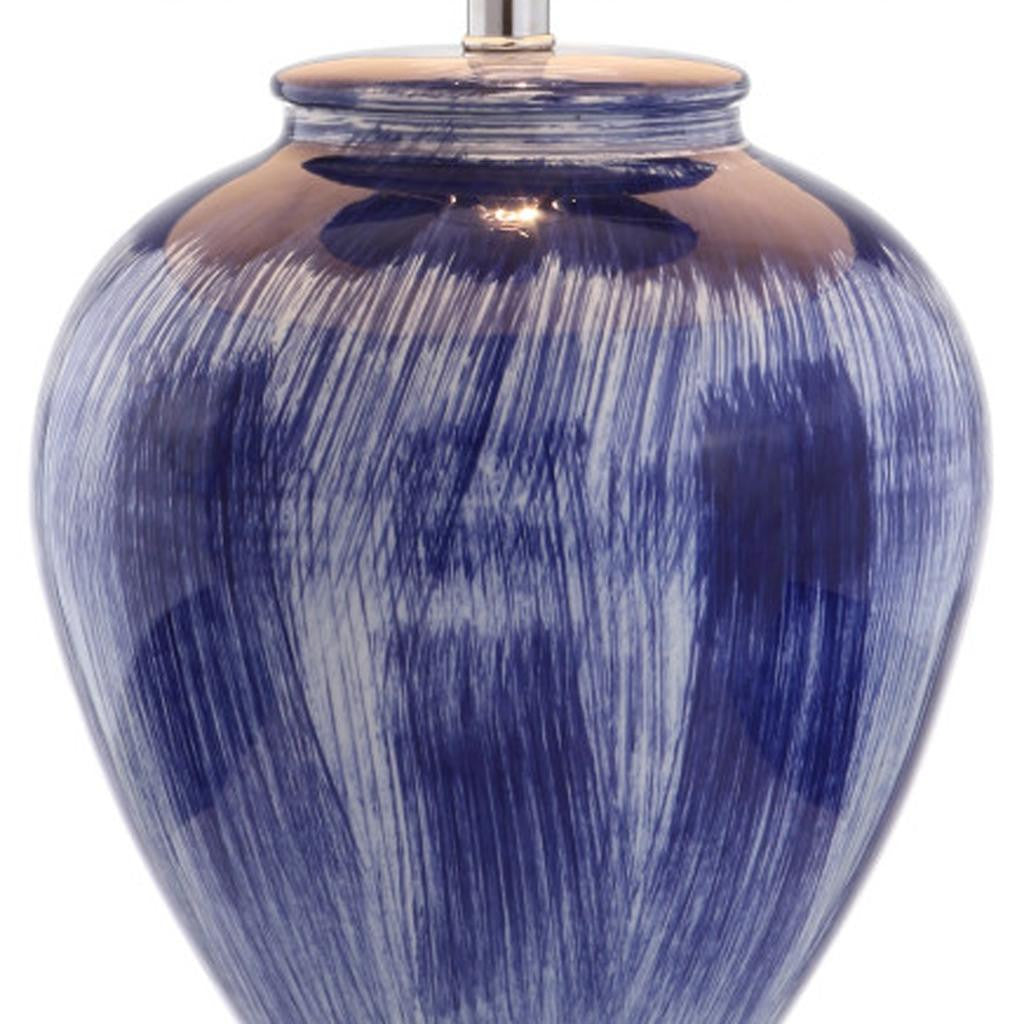 26" Blue And Clear Urn Table Lamp With Drum Shade - Lighting