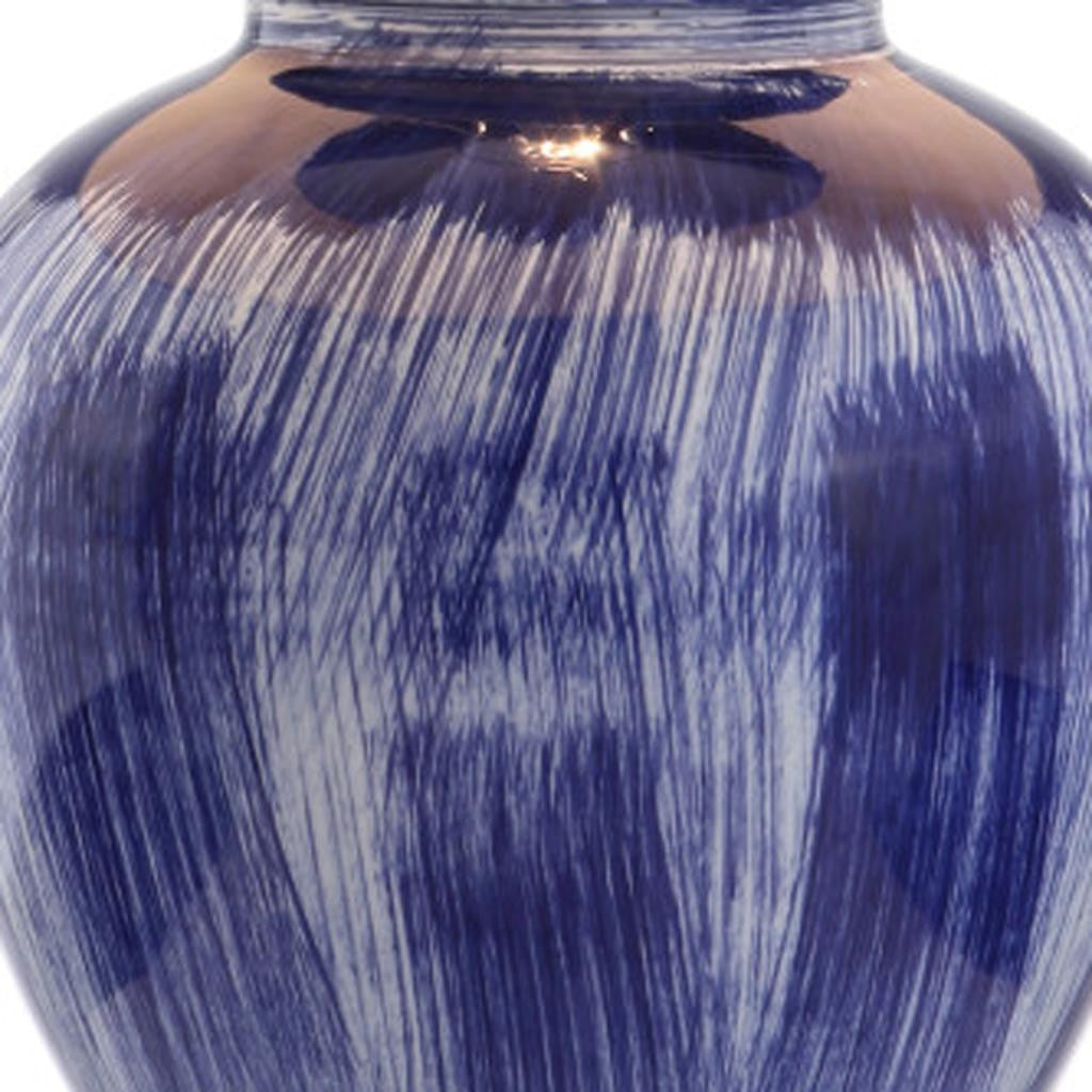 26" Blue And Clear Urn Table Lamp With Drum Shade - Lighting