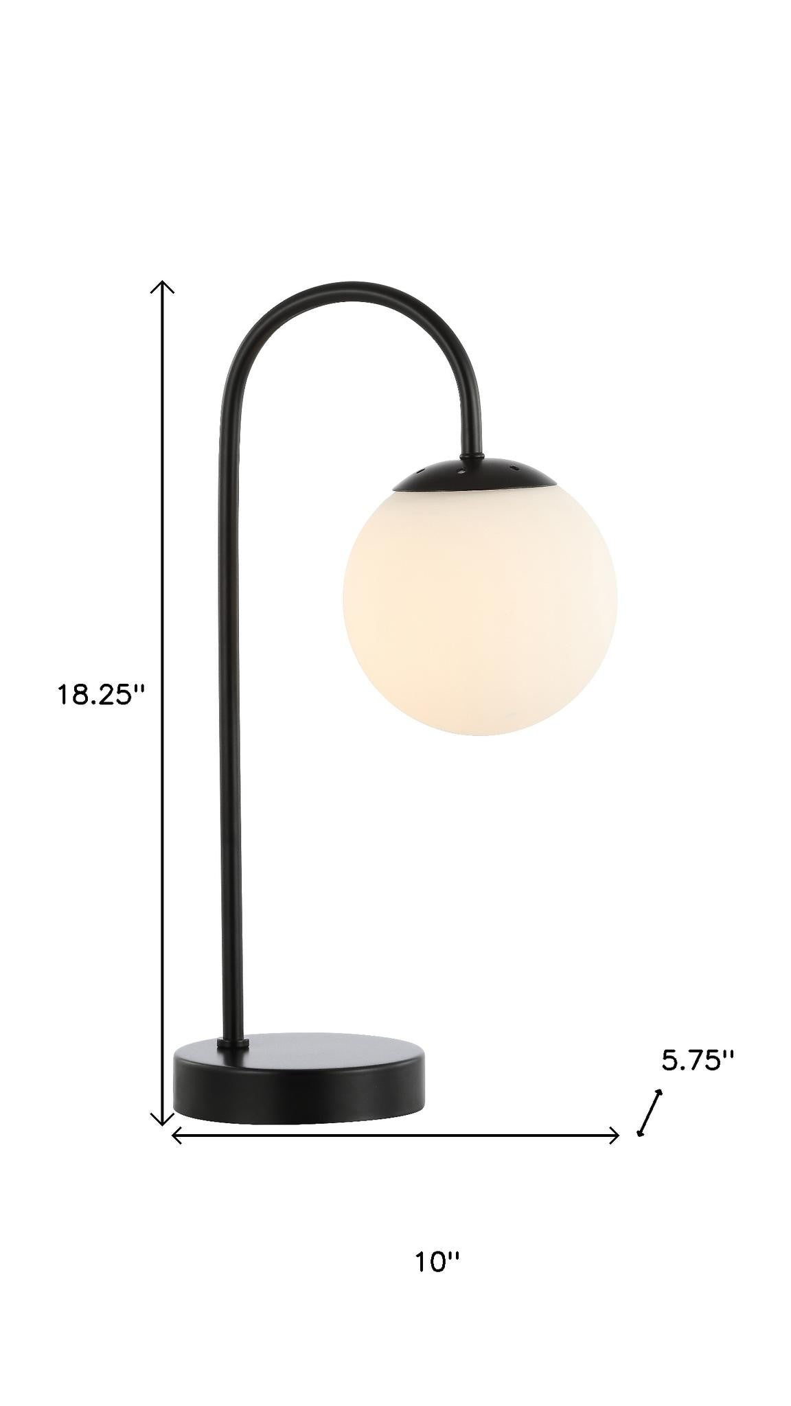 18" Black Globe Arched Lamp With Globe - Lighting