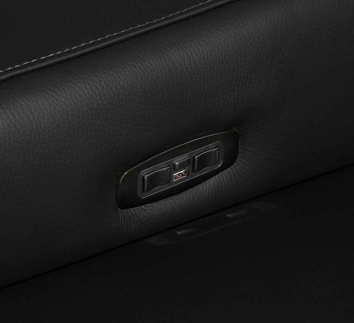 89" Black and Silver Italian Leather Power Reclining Loveseat With Storage