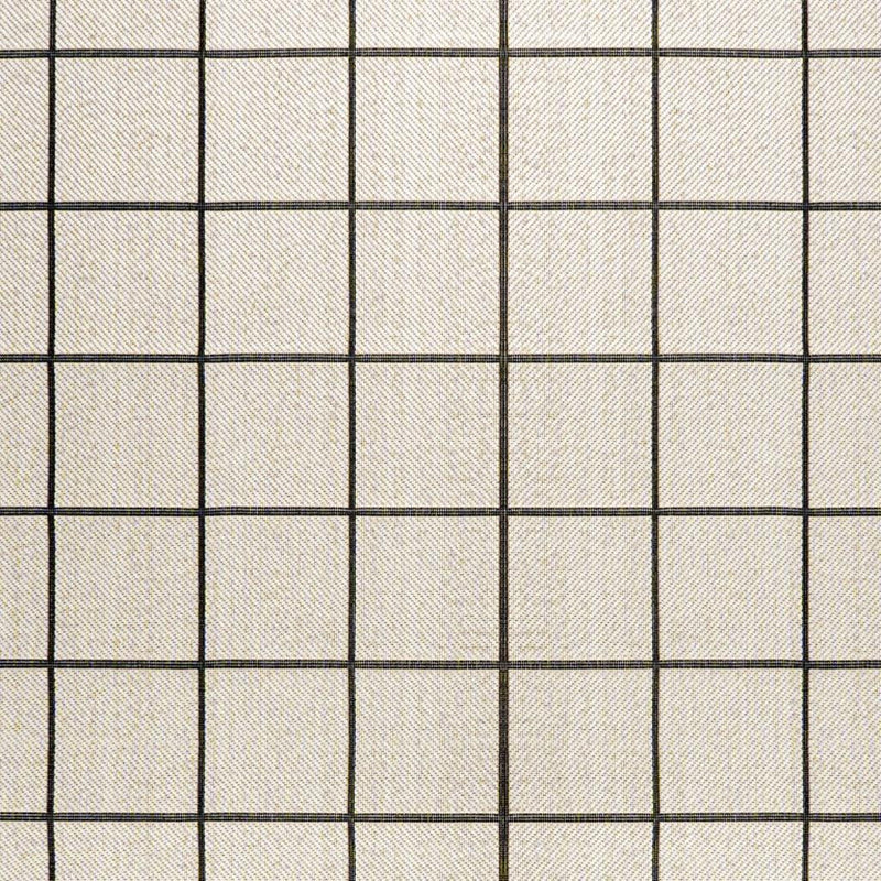 Cream rug surface with dark gray square grid plaid, detailed close-up.