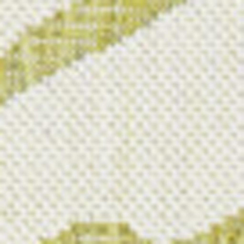 Close-up of cream floral on green indoor outdoor area rug, woven texture