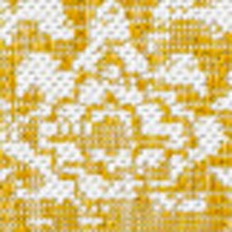 Yellow and cream medallion indoor/outdoor area rug with ornate scrolling pattern