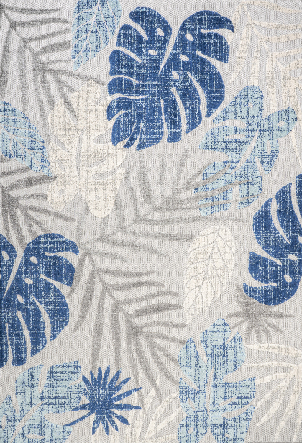 3' X 5' Light Gray And Navy Blue Floral Indoor Outdoor Area Rug - Sports & Outdoor
