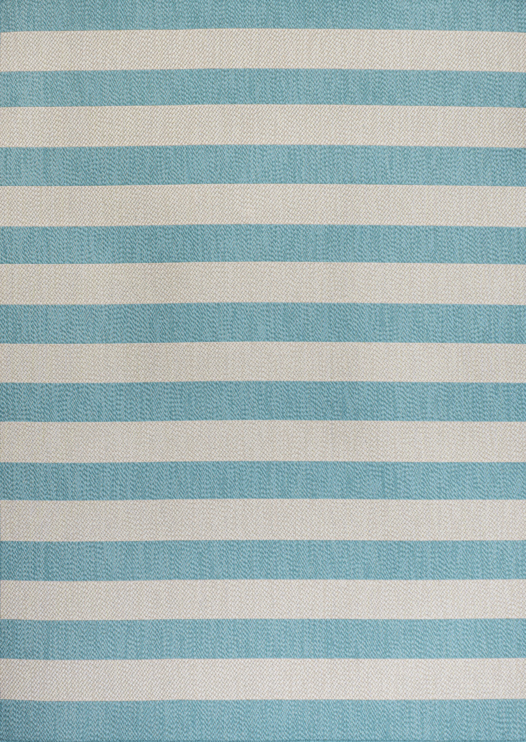 8' X 10' Aqua And Cream Striped Indoor Outdoor Area Rug - Sports & Outdoor