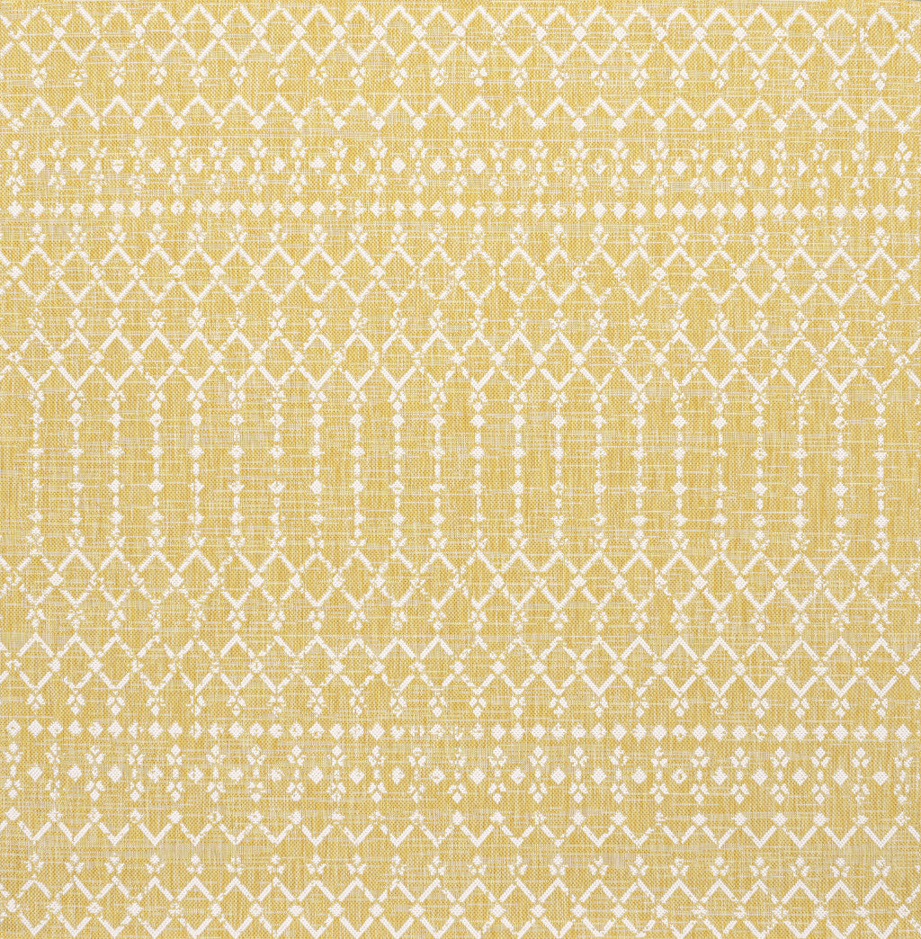 5' Yellow And Cream Square Trellis Indoor Outdoor Area Rug - Outdoor | blocked-out-of-stock, Outdoor, sync-blocked