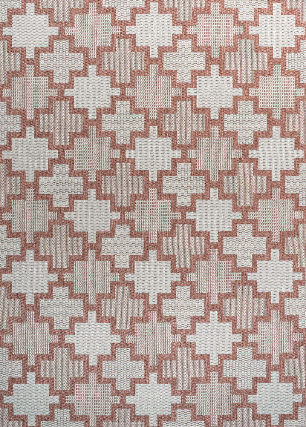 3' X 5' Salmon And Cream Trellis Indoor Outdoor Area Rug - Sports & Outdoor