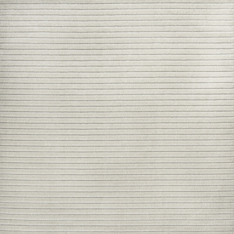Ivory and cream area rug with fine horizontal stripe pattern and flat weave texture