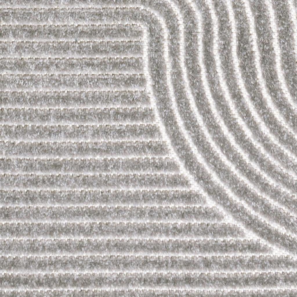 10' Gray And Ivory Striped Indoor Outdoor Runner Rug - Sports & Outdoor