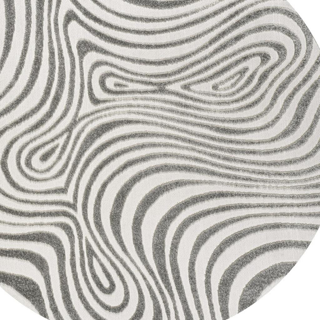 5' Gray And Ivory Round Abstract Indoor Outdoor Area Rug - Sports & Outdoor