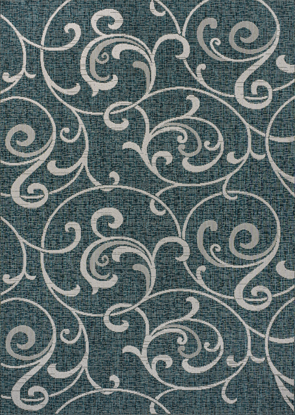 4' X 6' Turquoise And Cream Floral Indoor Outdoor Area Rug - Sports & Outdoor