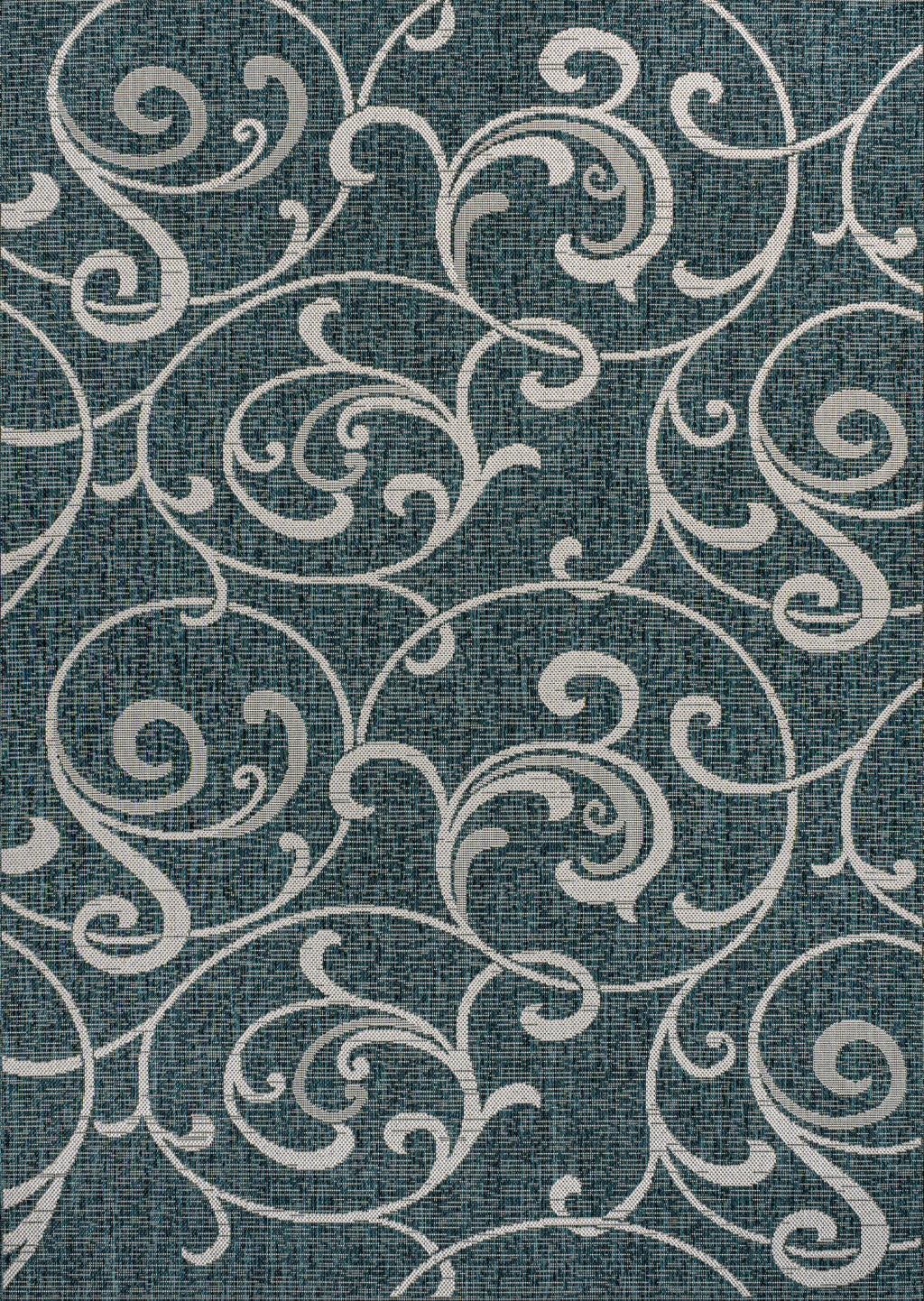 4' X 6' Turquoise And Cream Floral Indoor Outdoor Area Rug - Sports & Outdoor