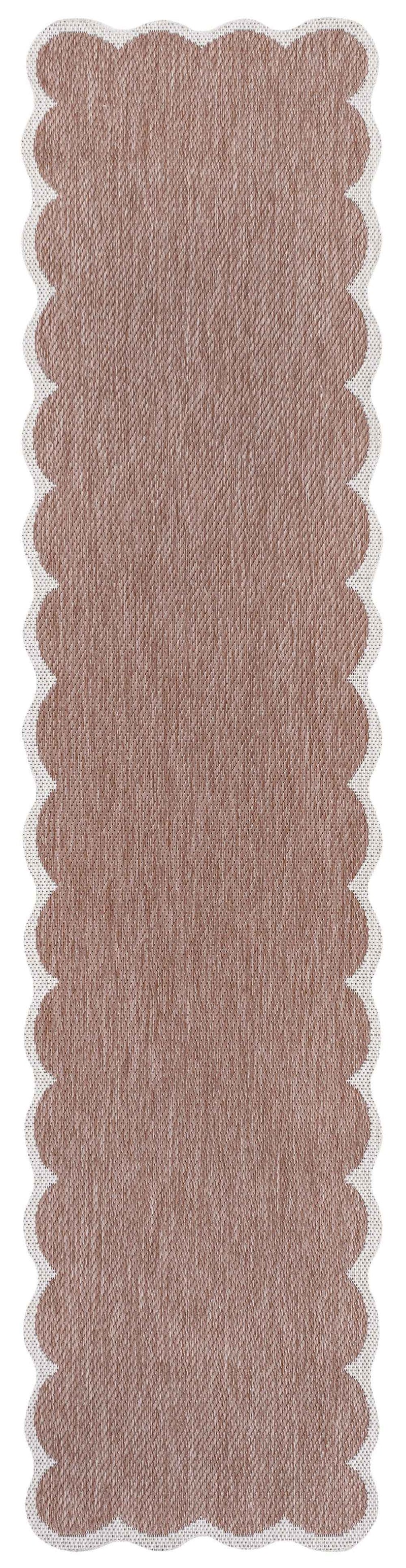 8' Rose And Cream Indoor Outdoor Runner Rug