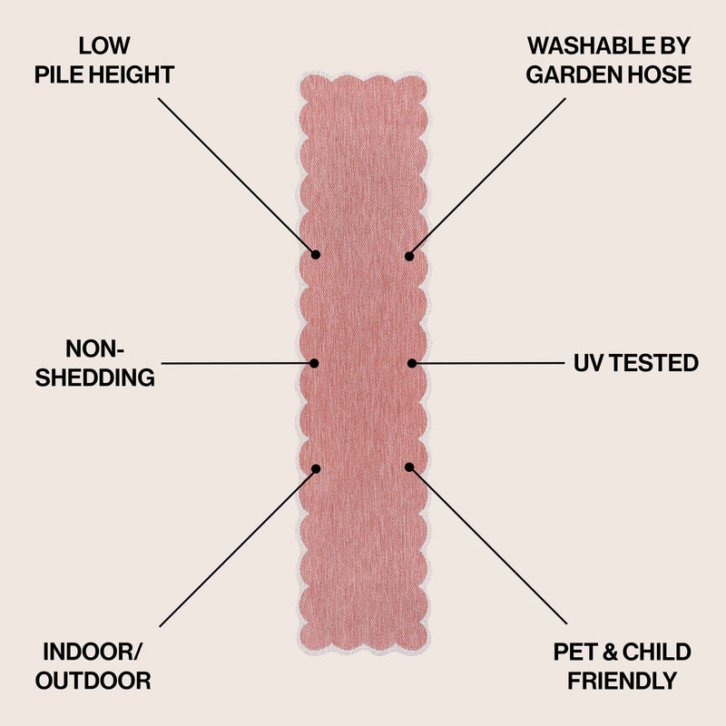 8' Rose And Cream Indoor Outdoor Runner Rug