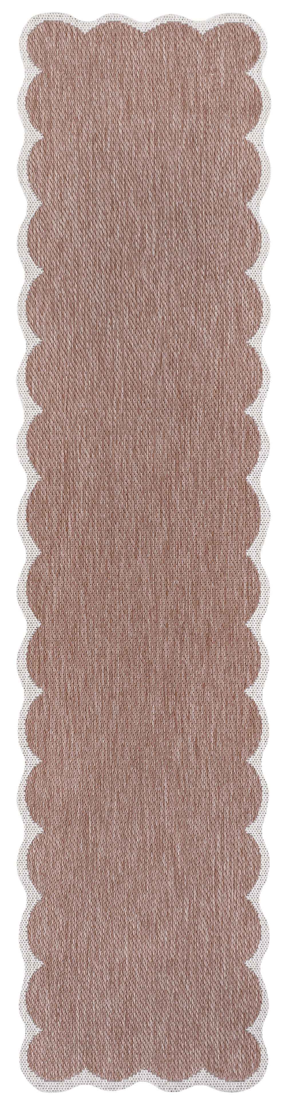 8' Rose And Cream Indoor Outdoor Runner Rug