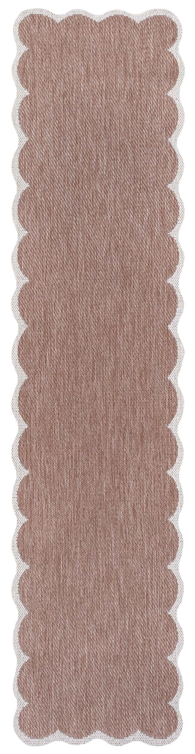 8' Rose And Cream Indoor Outdoor Runner Rug