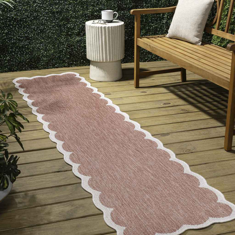 8' Rose And Cream Indoor Outdoor Runner Rug