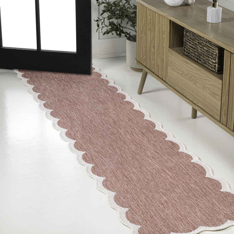 8' Rose And Cream Indoor Outdoor Runner Rug