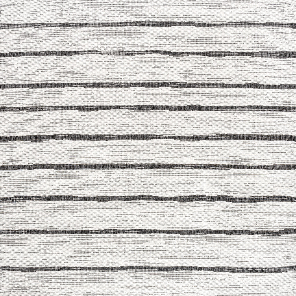 5' Ivory And Black Square Striped Indoor Outdoor Area Rug - Sports & Outdoor
