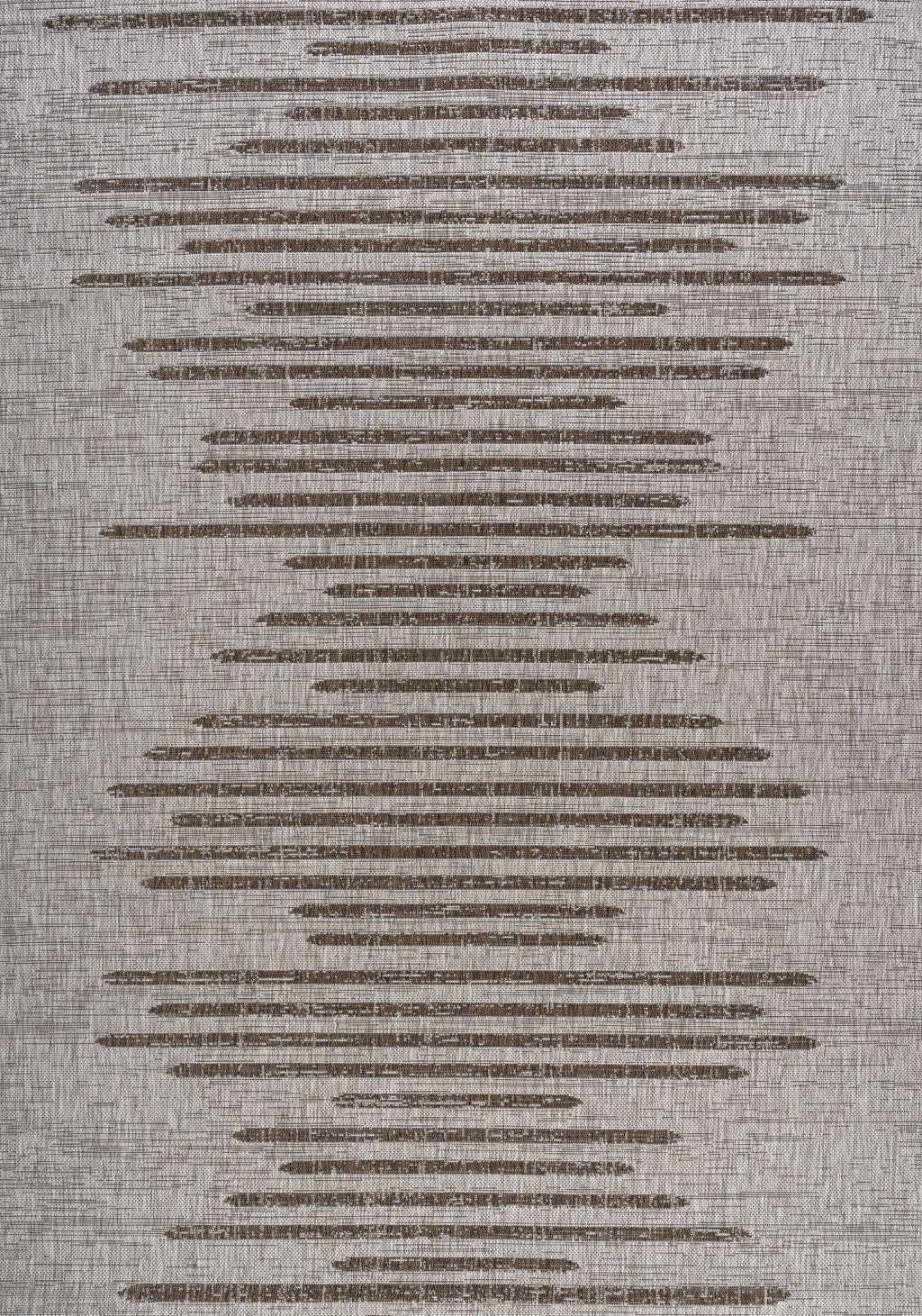 6' X 9' Beige And Brown Striped Indoor Outdoor Area Rug