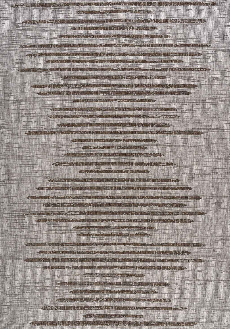 6' X 9' Beige And Brown Striped Indoor Outdoor Area Rug