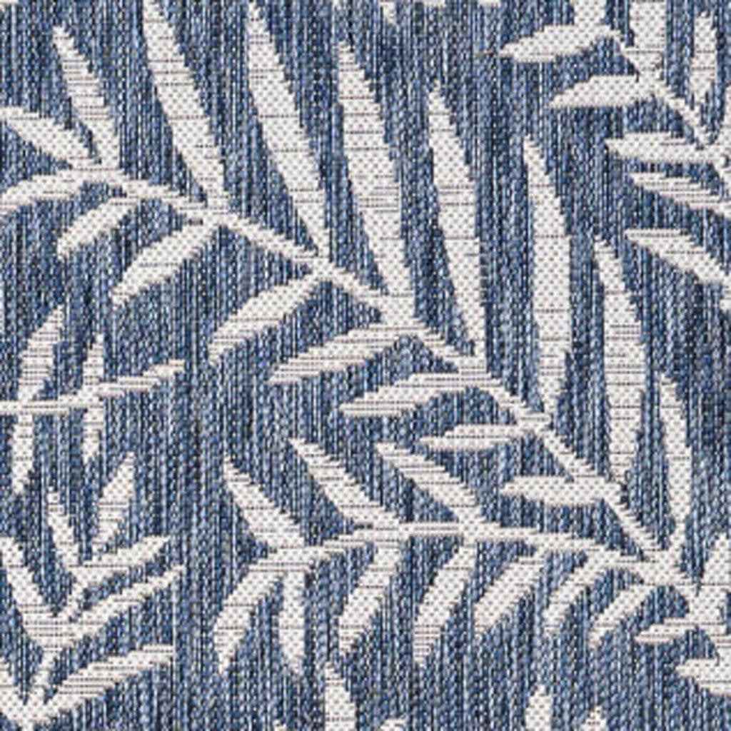 6' X 9' Navy Blue And Ivory Floral Indoor Outdoor Area Rug