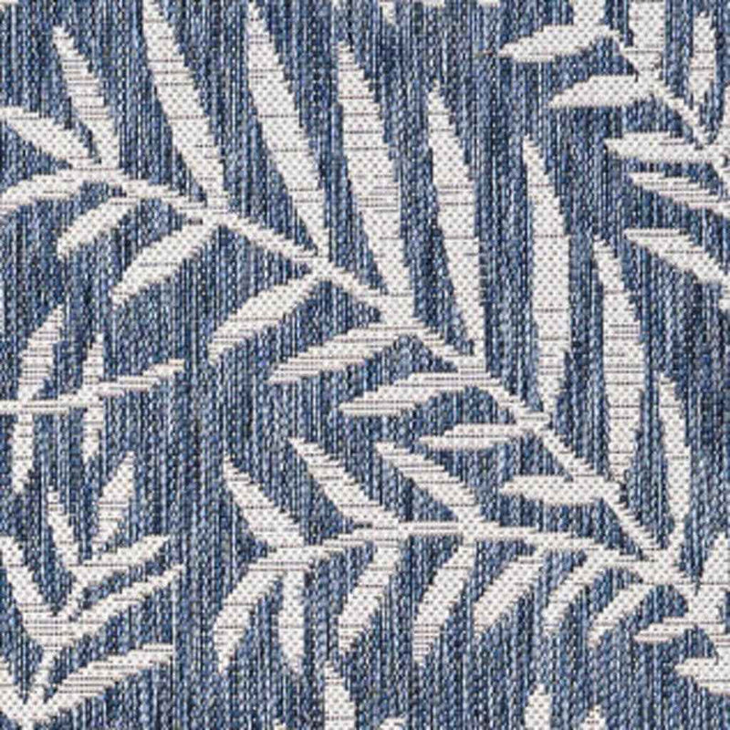 6' X 9' Navy Blue And Ivory Floral Indoor Outdoor Area Rug