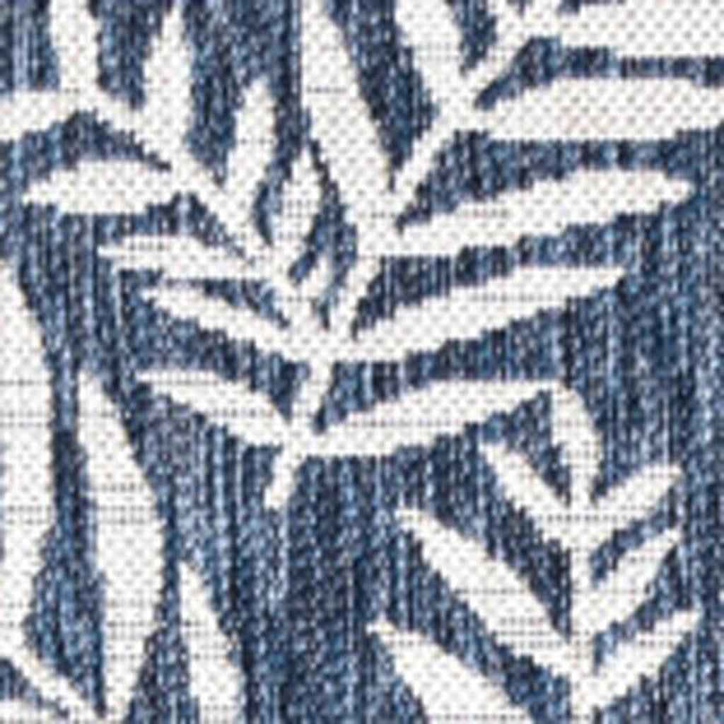 8' Navy Blue And Ivory Square Floral Indoor Outdoor Area Rug