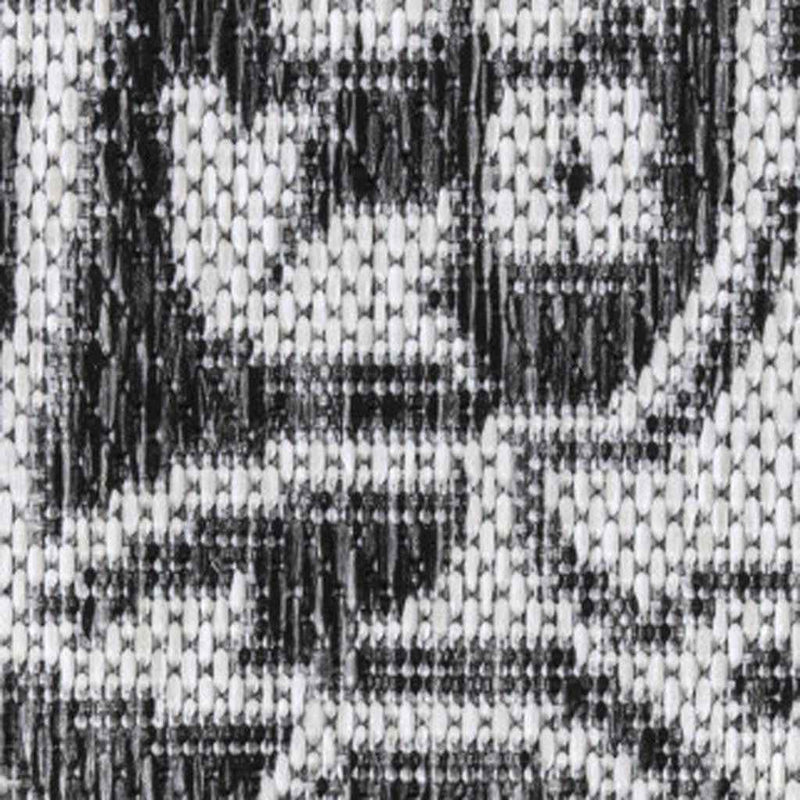 8' Dark Gray And Cream Medallion Indoor Outdoor Runner Rug