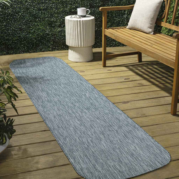 8' Turquoise Indoor Outdoor Runner Rug