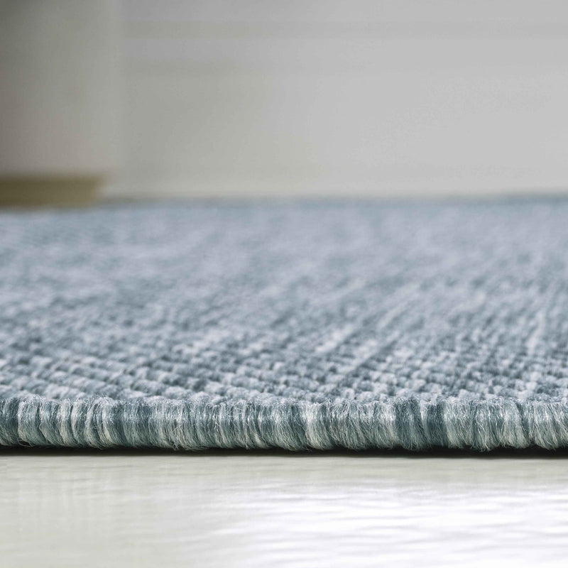 8' Turquoise Indoor Outdoor Runner Rug