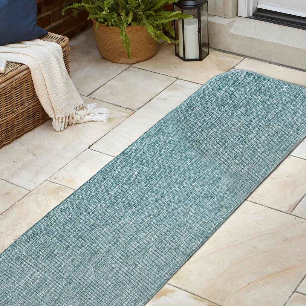 8' Turquoise Indoor Outdoor Runner Rug