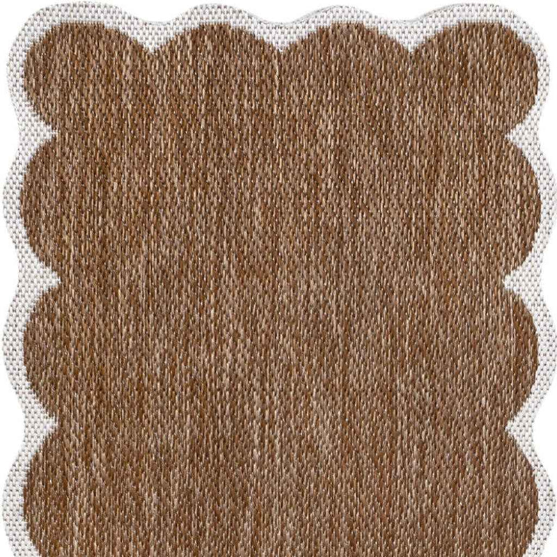 8' Terra Cotta And Cream Indoor Outdoor Runner Rug