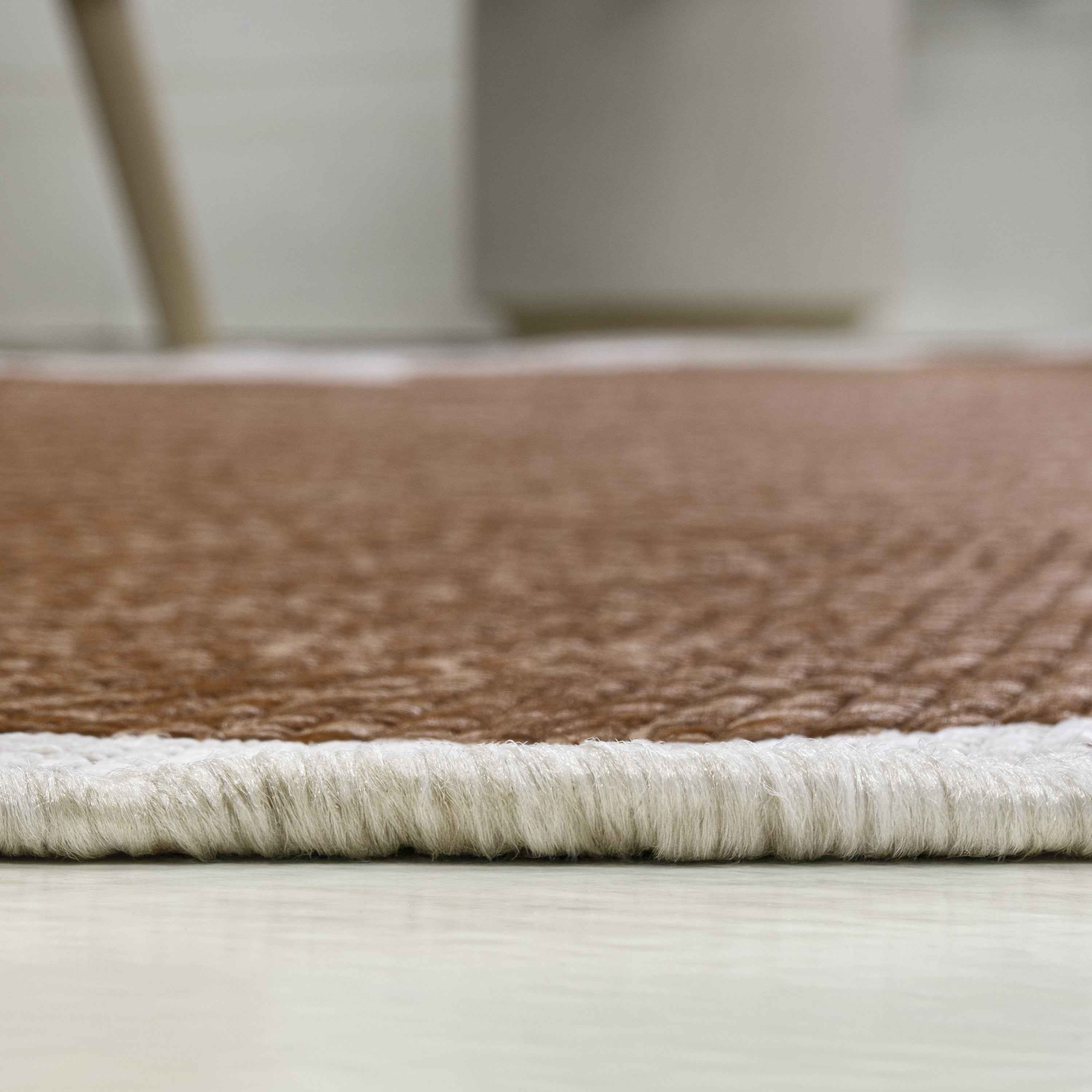 8' Terra Cotta And Cream Indoor Outdoor Runner Rug