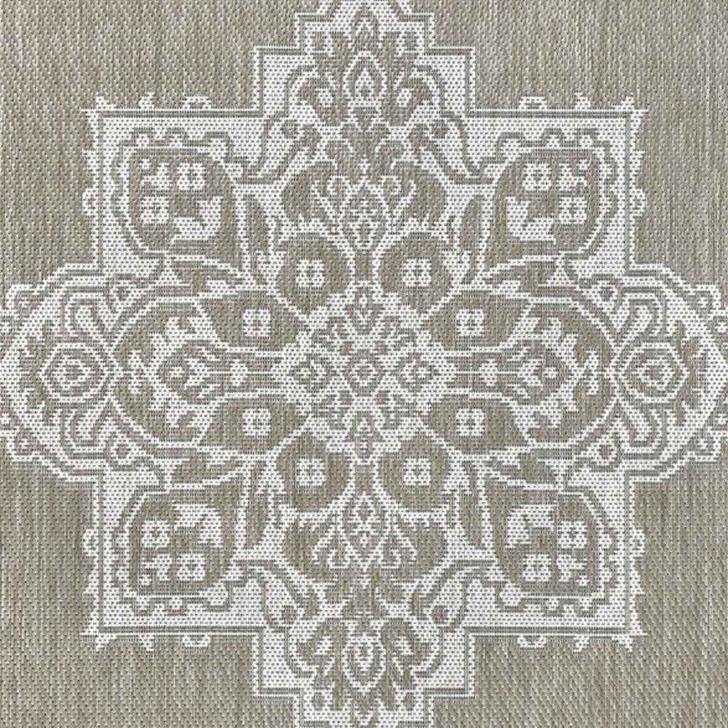 8' X 10' Beige And Cream Medallion Indoor Outdoor Area Rug