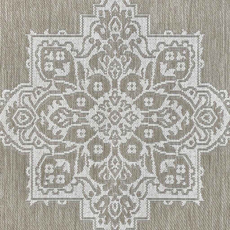 8' X 10' Beige And Cream Medallion Indoor Outdoor Area Rug