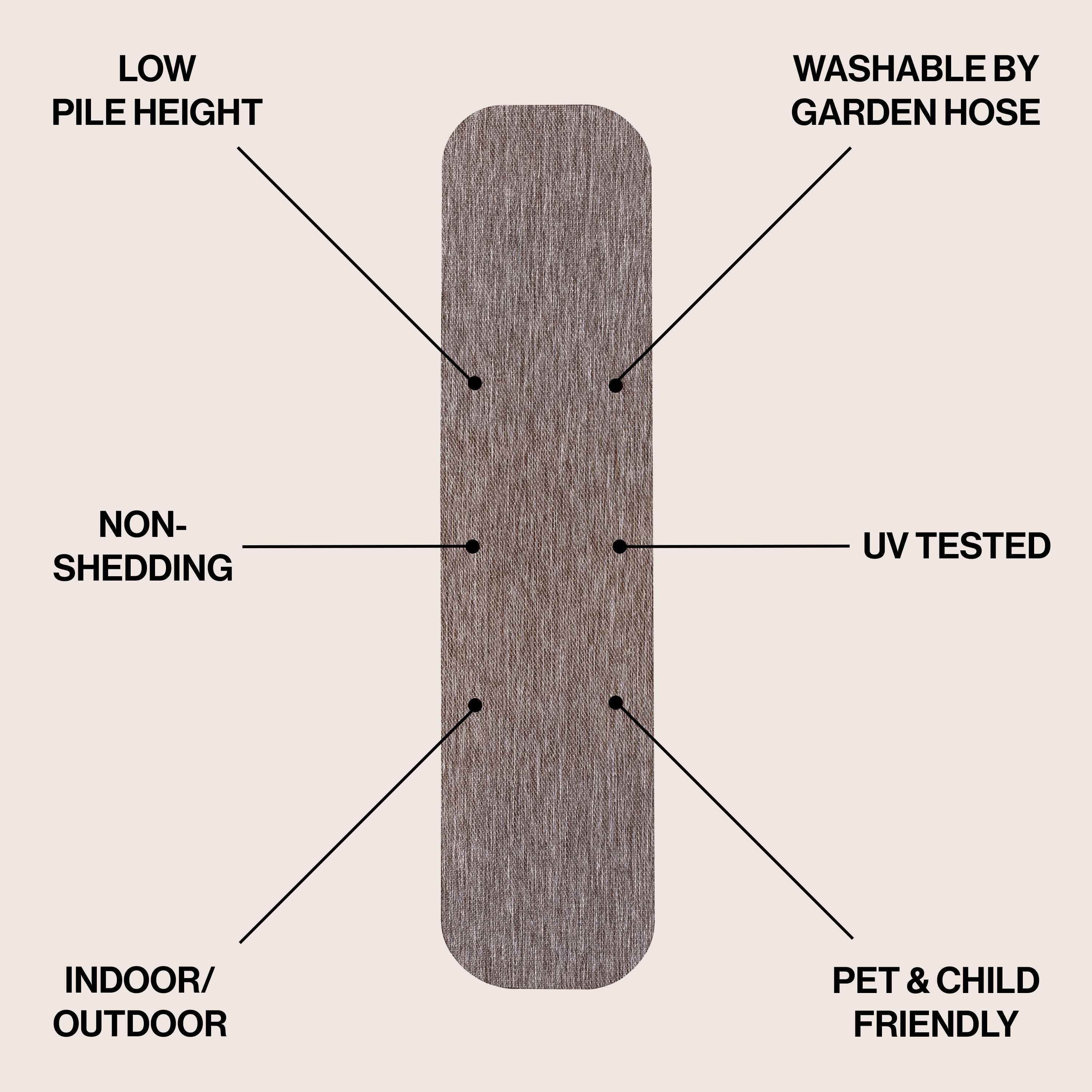 8' Light Brown Indoor Outdoor Runner Rug