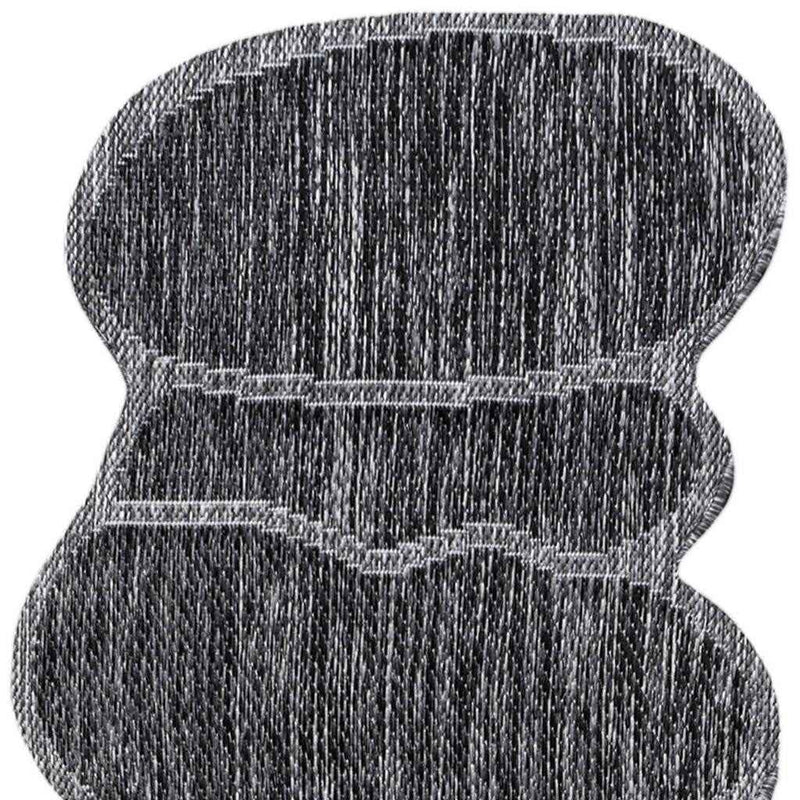 8' Dark Gray And Gray Medallion Indoor Outdoor Runner Rug