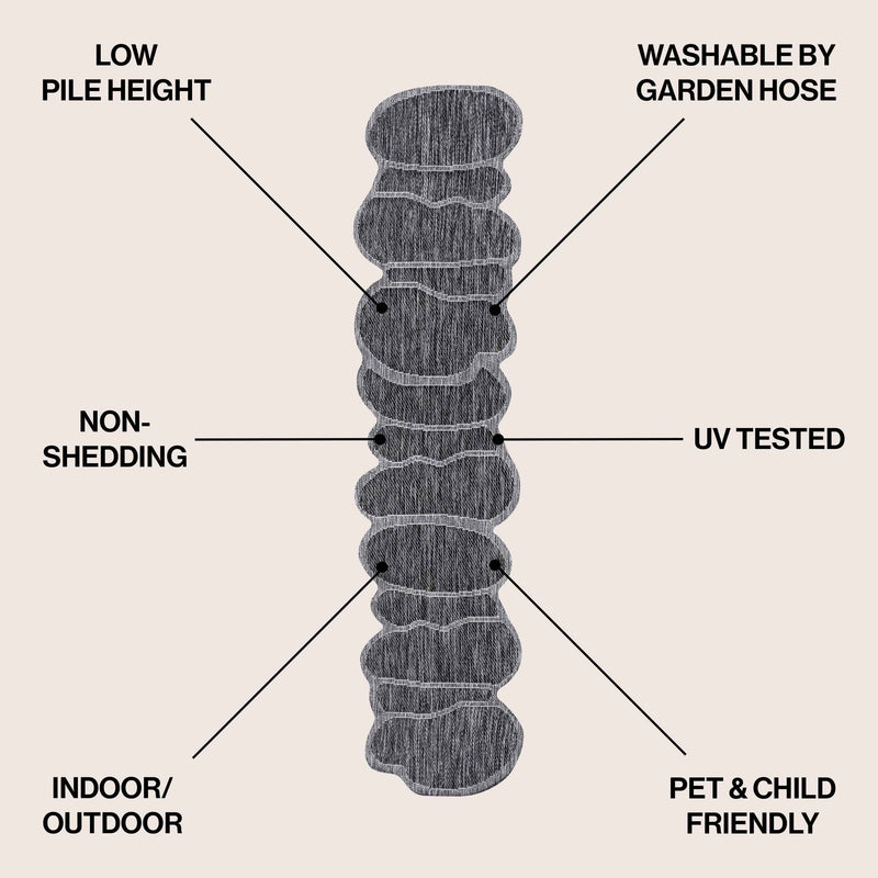 8' Dark Gray And Gray Medallion Indoor Outdoor Runner Rug