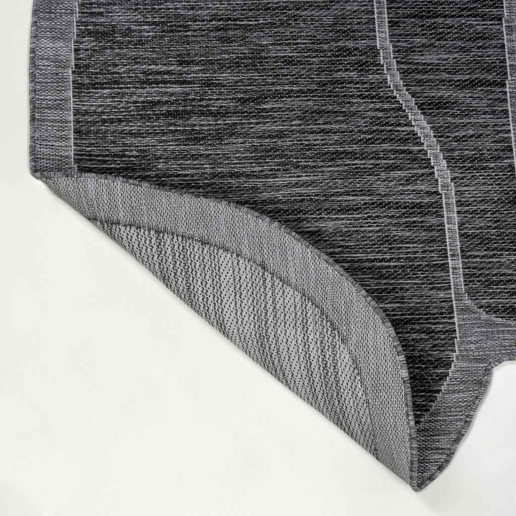 8' Dark Gray And Gray Medallion Indoor Outdoor Runner Rug