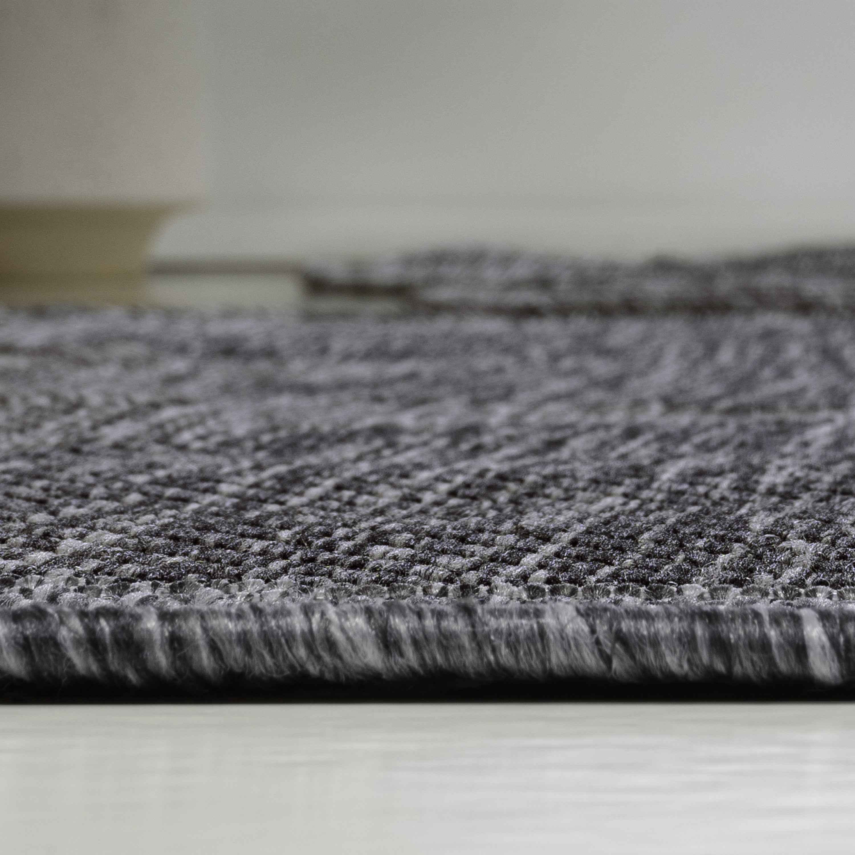 8' Dark Gray And Gray Medallion Indoor Outdoor Runner Rug