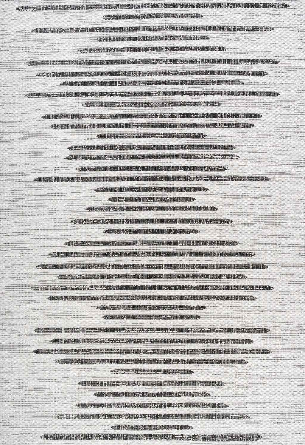 6' X 9' Ivory And Black Striped Indoor Outdoor Area Rug